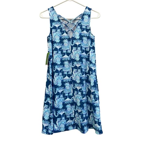 NEW Lilly Pulitzer Kristen Dress Deep Indigo Joy Ride Elephants Women's XS - Picture 6 of 6